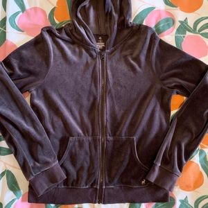 Brown velour zip up sweatshirt
